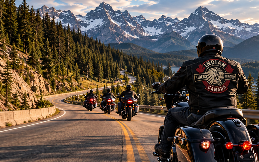 IMRG Canada riders on a mountain road